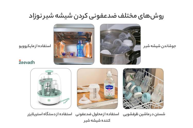 روش های مختلف ضدعفونی کردن شیشه شیر نوزاد